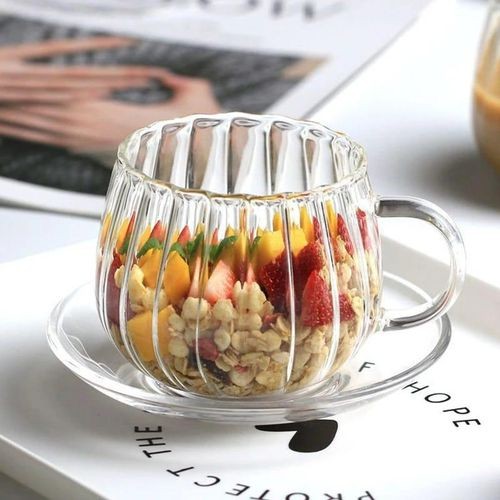 Pumpkin shape borosilicate cups - 400ml (Transparent)