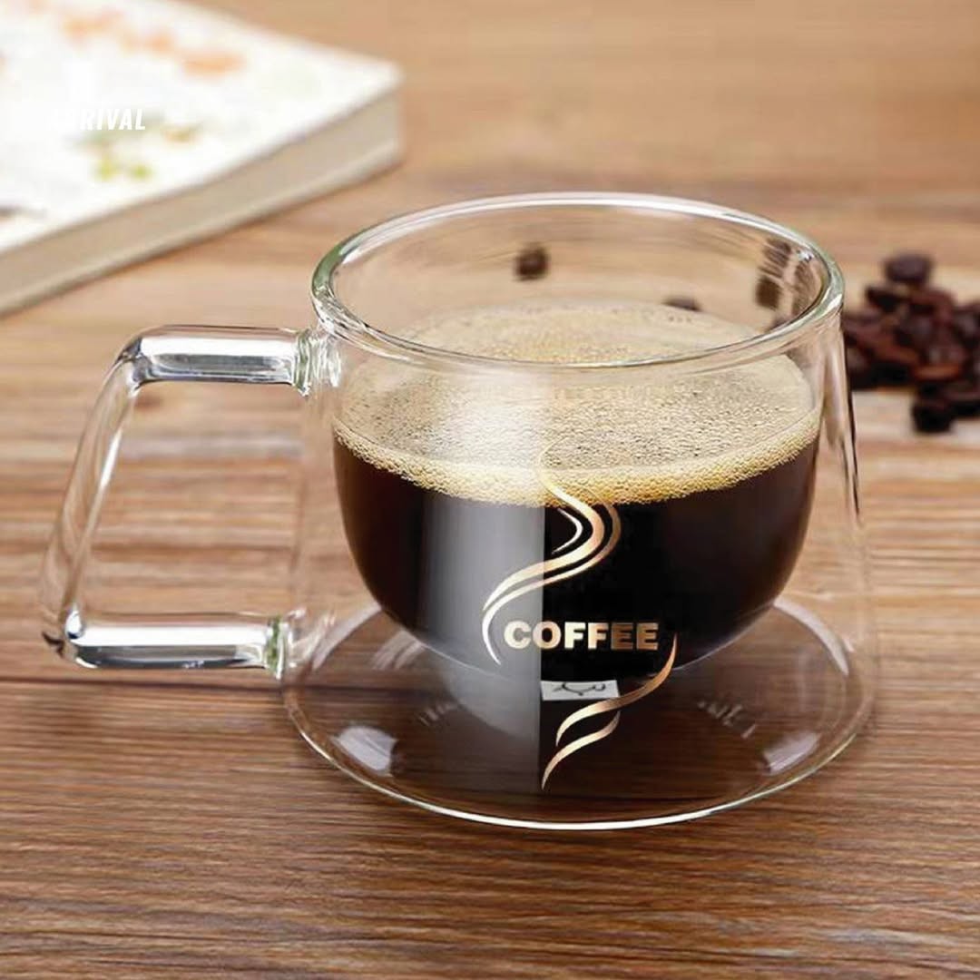 Coffee cup dobule layer glass cup 200ml - Clear glass