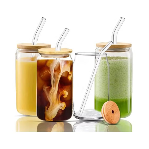 DELISOGA Glass Juice Jar  with glass straw- 540ml