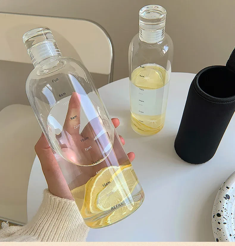 Natural -  Glass Water Bottle with Cover -  750ml