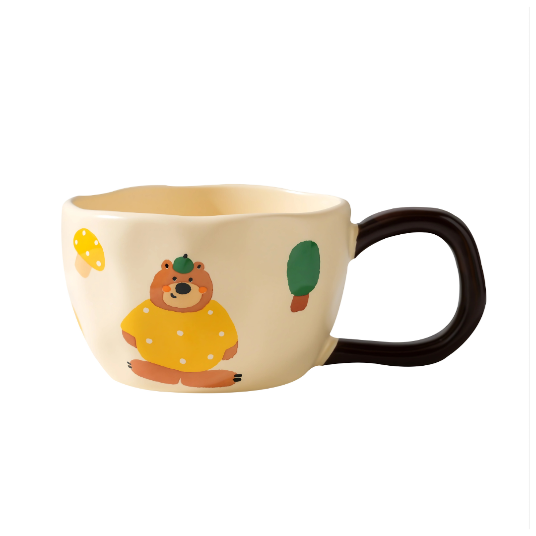 Creative Bear Style ceramic coffee cup - 330ml (Yellow)