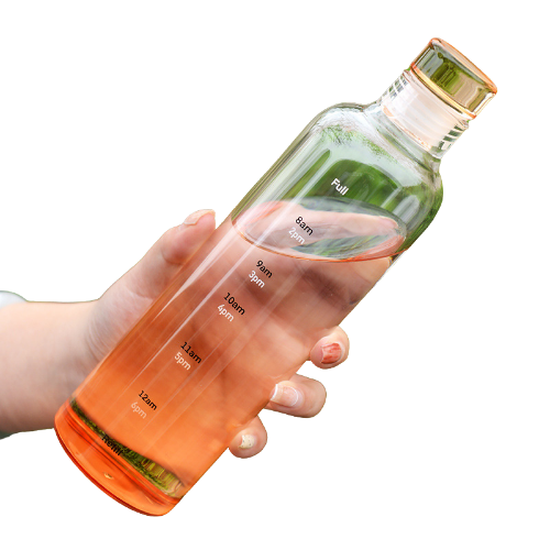 Glass Water Bottle without Cover -  500ml (Orange)